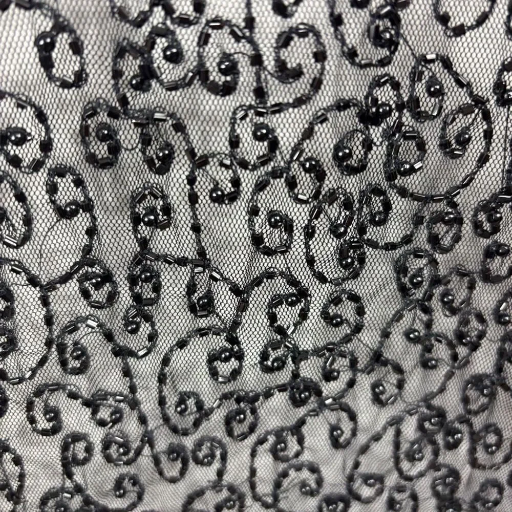 Cejon Black Beaded Womens Scarf Wrap Shawl Made in India
